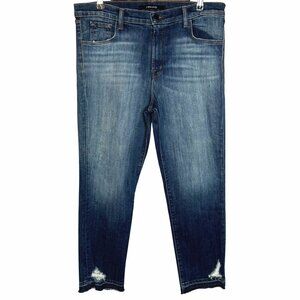 J. Brand Distressed Release Hem High Rise Blue Denim Skinny Jeans Size 31